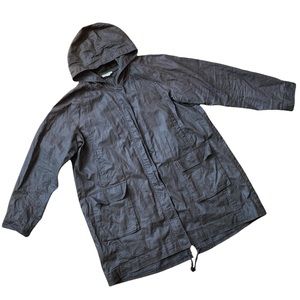 Eileen Fisher Waxed Linen Brown Hooded Jacket XL